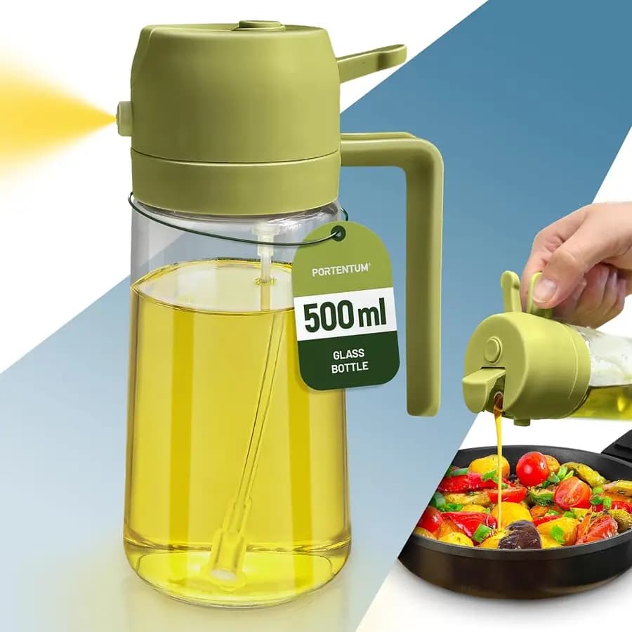 2-in-1 oil spray and pour bottle, 500ml, green — imagen 1 de 6