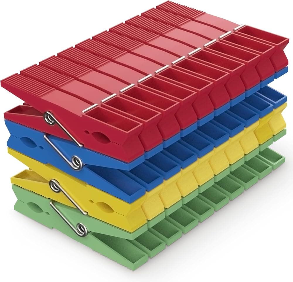 Wäscheklammern aus recyceltem Kunststoff, bunt, 40er-Pack