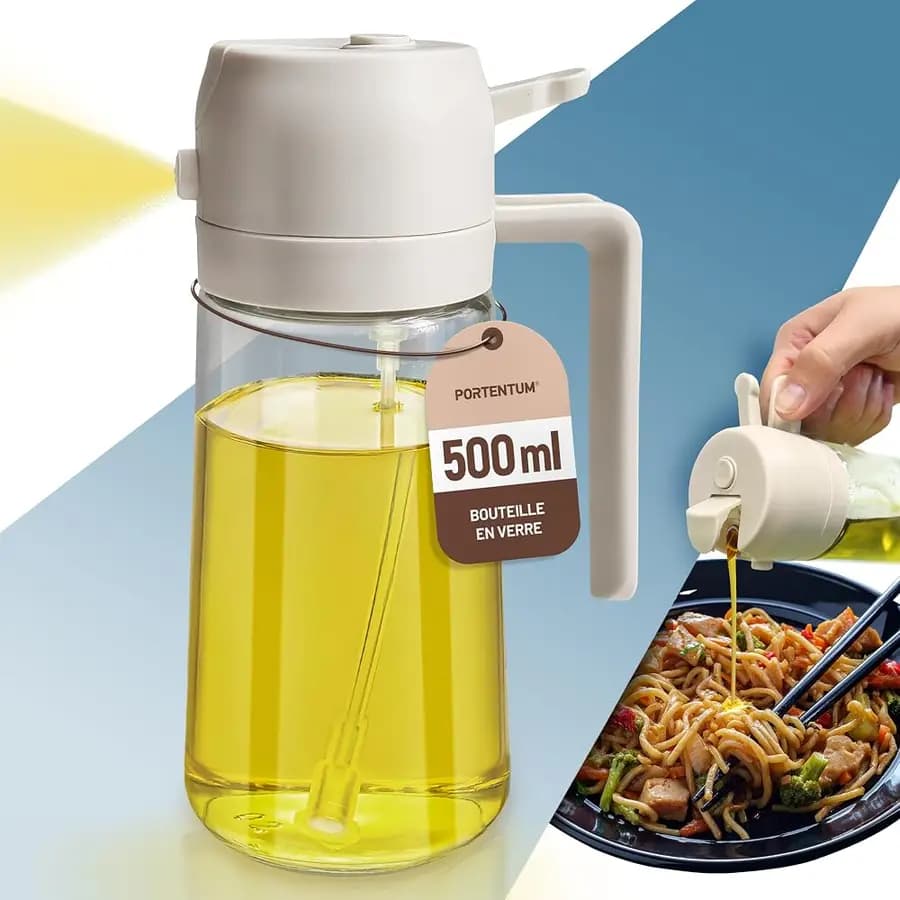 Vaporisateur d'huile 2 en 1 en verre 500 ml, blanc
