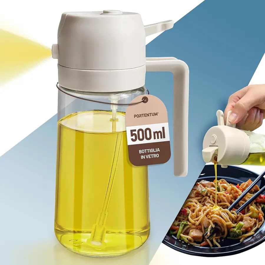 Oliera spray 2 in 1 in vetro da 500 ml, bianca