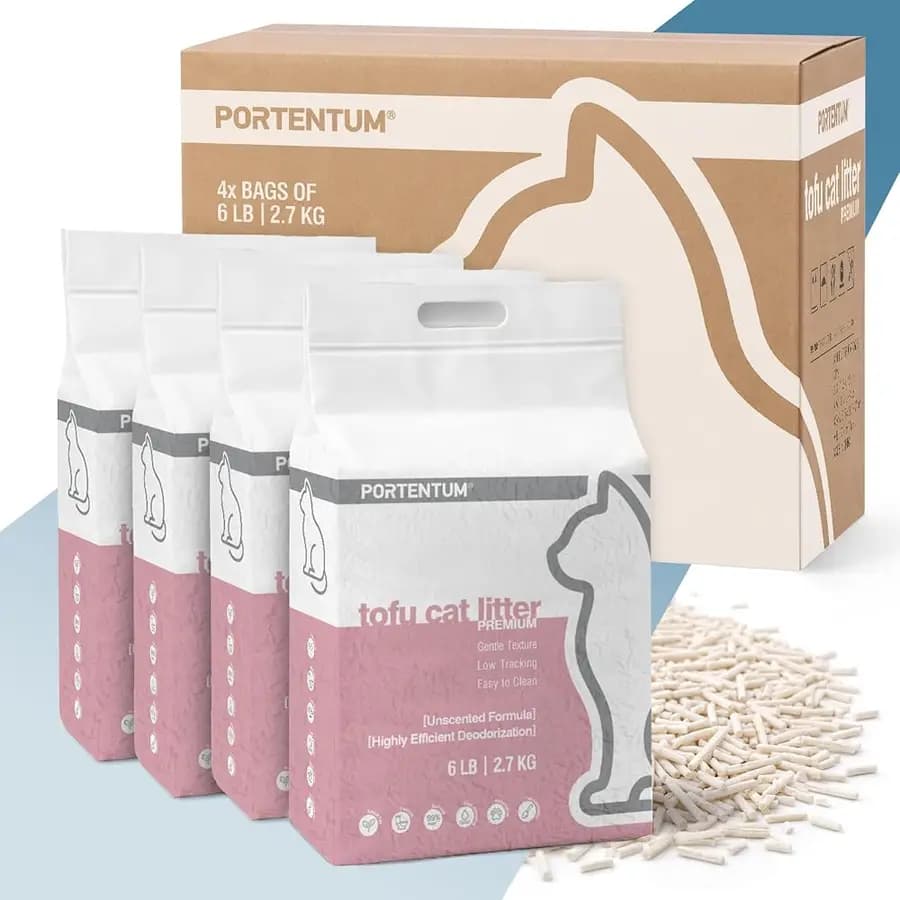 Klumpende Tofu-Katzenstreu ohne Duftstoffe, 4 Beutel mit je 2,7 kg (insgesamt 24 L) — imagen 1 de 6