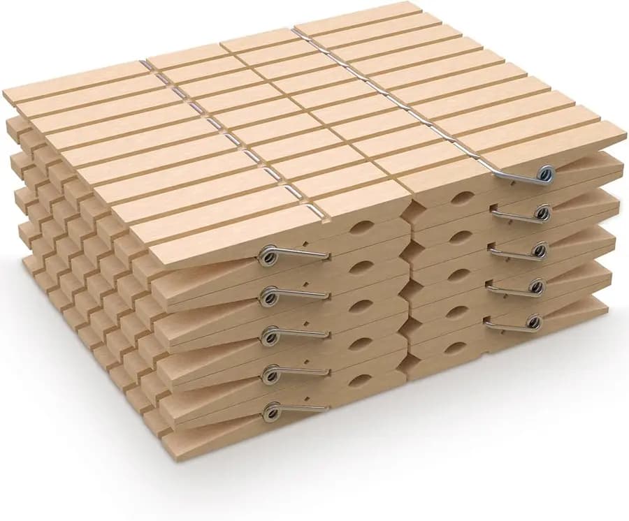 Wäscheklammern aus Naturholz mit Edelstahlfeder, 100er-Pack — imagen 1 de 6
