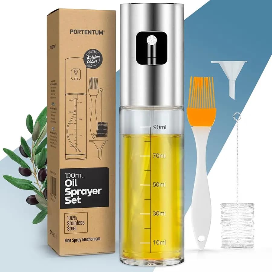 Ölsprühflasche 100 ml aus Edelstahl und Glas mit Zubehör — imagen 1 de 6
