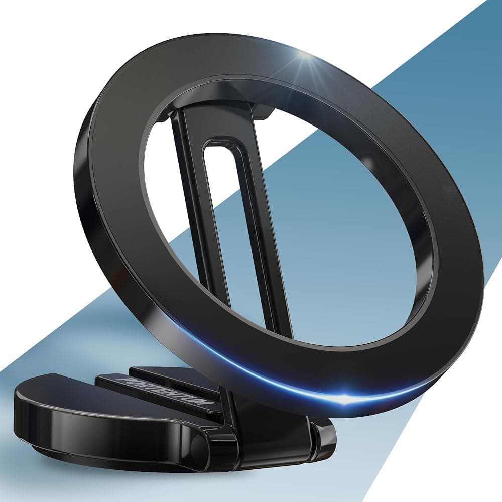 Folding magnetic phone holder in alloy steel for the dashboard, black — imagen 1 de 6