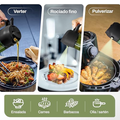 Aceitera 470ml Negra - Cristal verde oliva