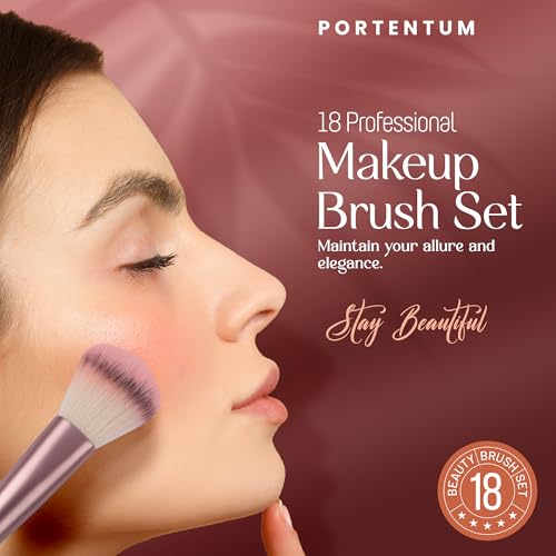 Kit 18 Cepillos de belleza en bolsa de cuero