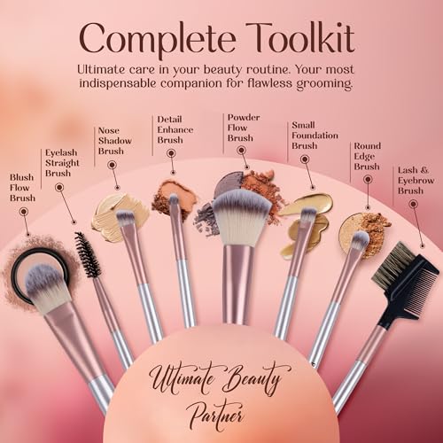 Kit 18 Cepillos de belleza en bolsa de cuero