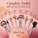Kit 18 Cepillos de belleza en bolsa de cuero