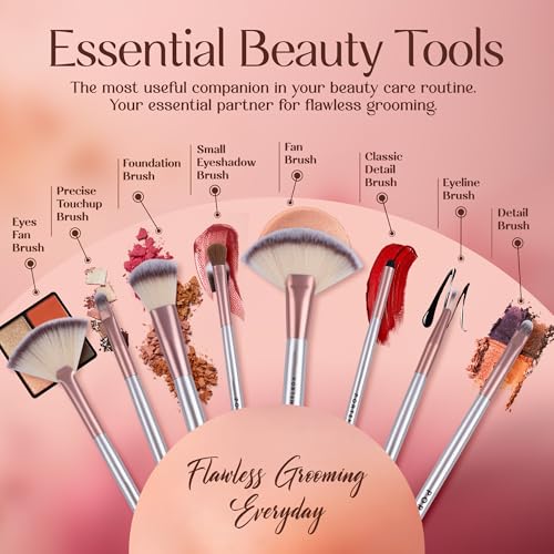 Kit 18 Cepillos de belleza en bolsa de cuero