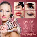Kit 18 Cepillos de belleza en bolsa de cuero