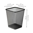 PAPELERA CUADRADA 18L NEGRA