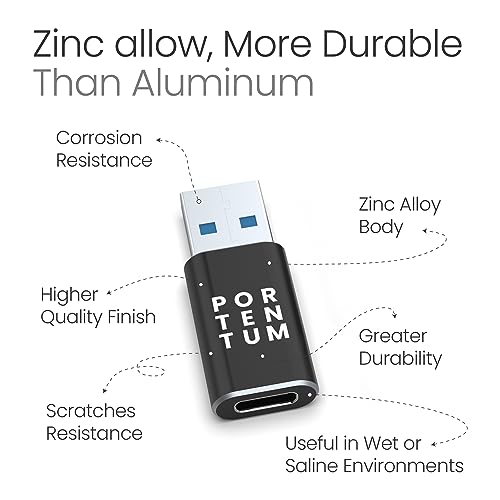 PORTENTUM Adaptador USB C a USB 3.0 (3.1) OTG Velo