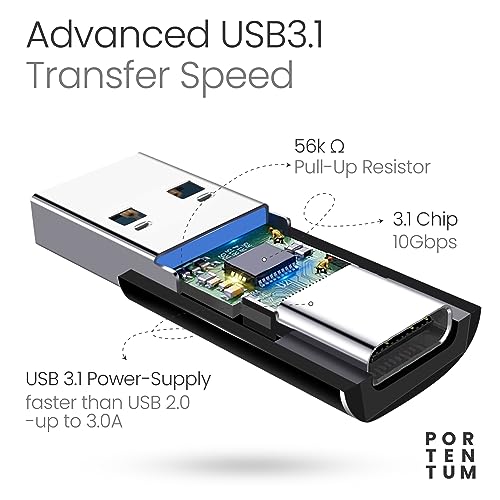 PORTENTUM Adaptador USB C a USB 3.0 (3.1) OTG Velo