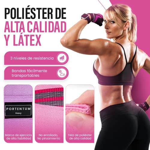PORTENTUM Cintas elasticas musculacion, set 3 colores