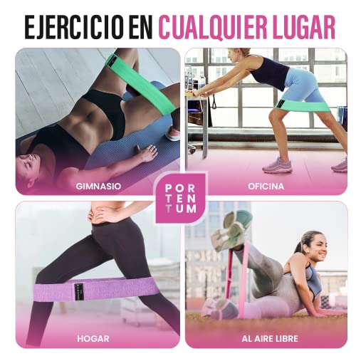PORTENTUM Cintas elasticas musculacion, set 3 colores
