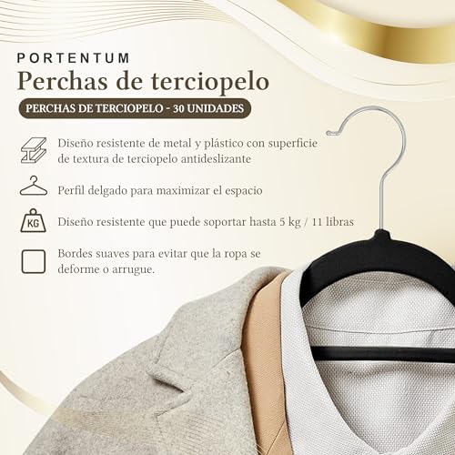 Set 30x Percha Terciopelo Negra