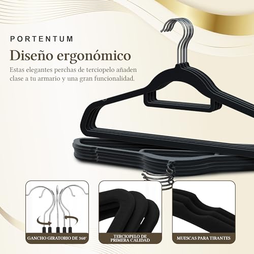 Set 30x Percha Terciopelo Negra