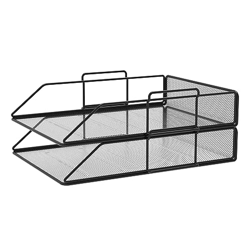 Set de 2 Bandejas Portadocumentos de Malla Metálica Tamaño A4 Negro