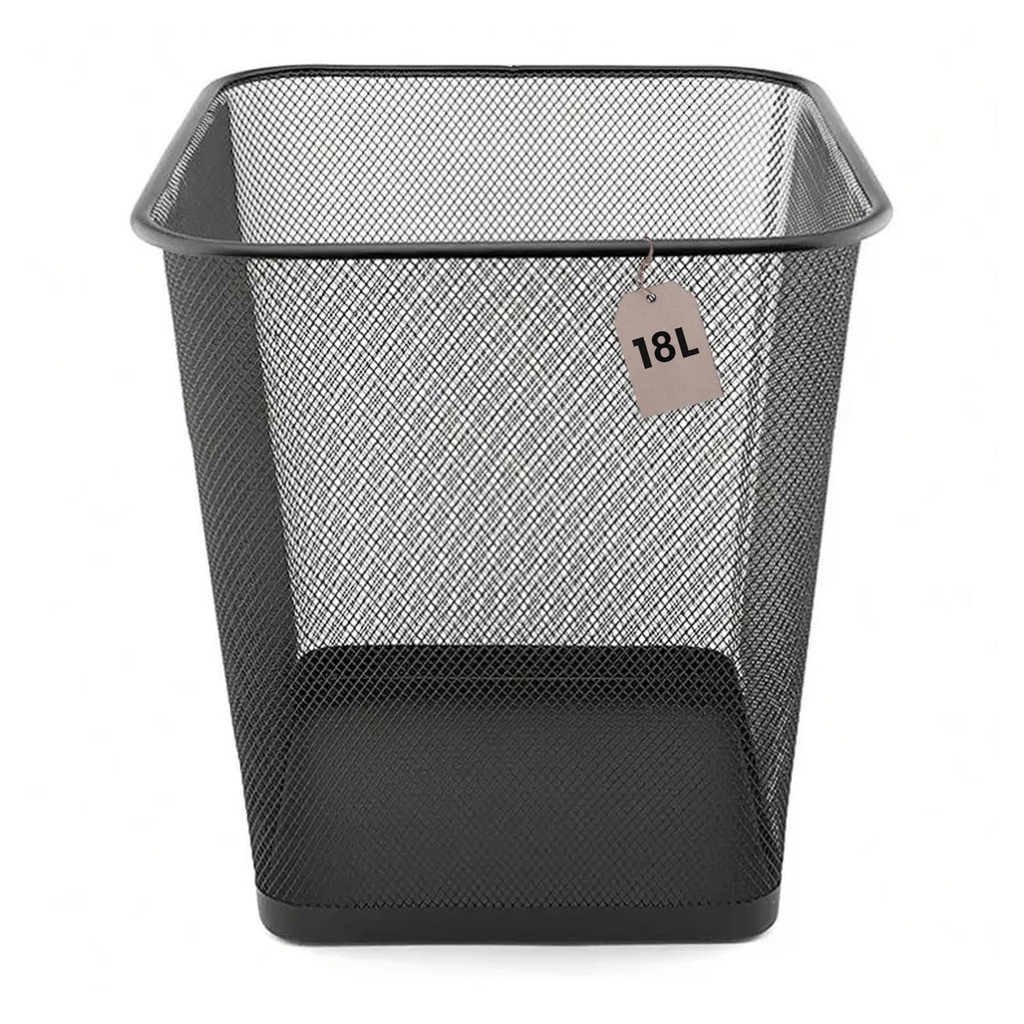 PAPELERA CUADRADA 18L NEGRA