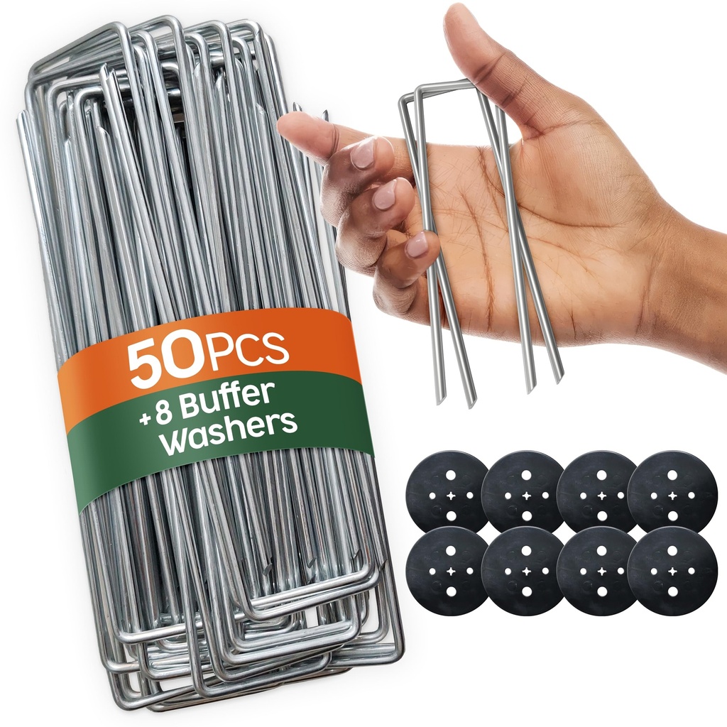 [8436614731023] U-Shape Garden stakes 50 Unidades y 8 arandelas