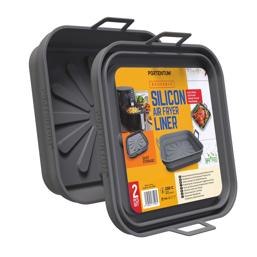 [8436614731061] Teglia in silicone per friggitrice ad aria QUADRATA confezione da 2