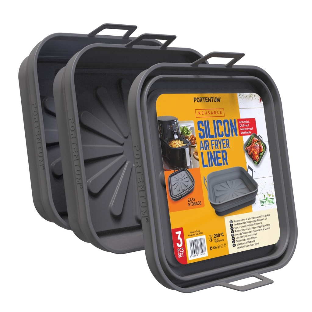 [8436614731078] Teglia in silicone per friggitrice ad aria QUADRATA confezione da 3