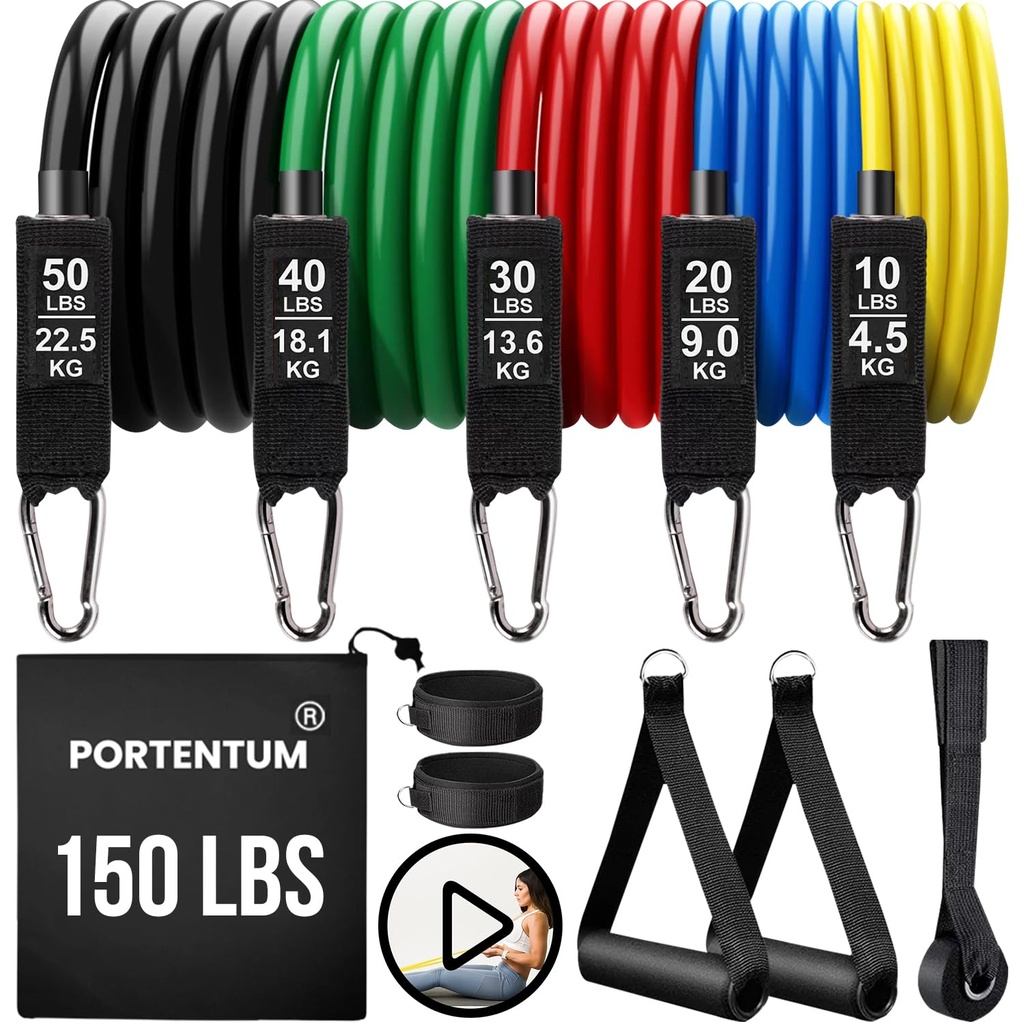 Gomas elasticas musculación Kit 150 lbs de 12 Bandas elasticas