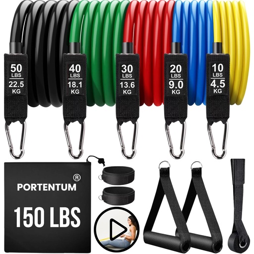 [8437023106310] Gomas elasticas musculación Kit 150 lbs de 12 Bandas elasticas